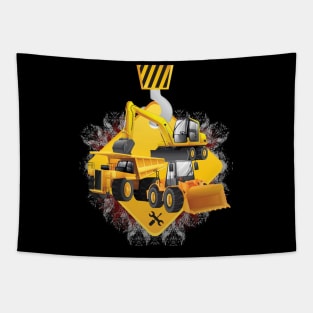 'Yellow Trucks and Diggers' Awesome Truck Gift Tapestry