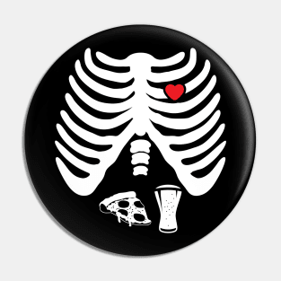 Skeleton  Pizza Beer X-Ray' Halloween Pin