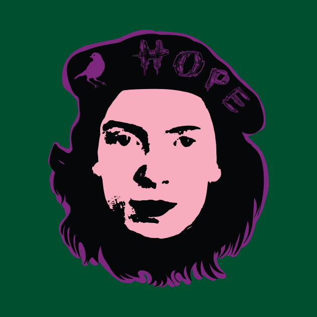 HOPE is the Thing With Feathers Emily Dickinson Che Guevara Pop art design Purple Version by pelagio