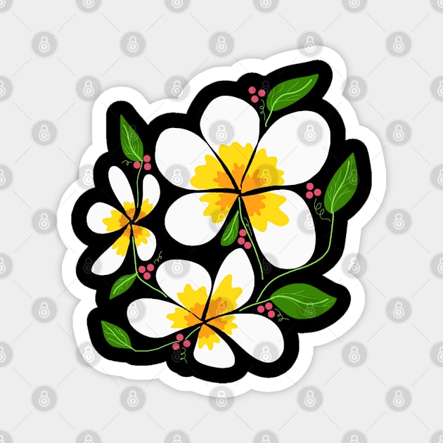 Sampaguita Flowers With Cherries & Leaves Magnet by TANSHAMAYA