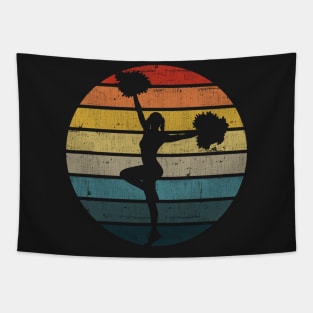 Cheerleader Silhouette On A Distressed Retro Sunset design Tapestry