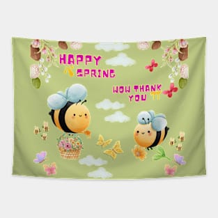 Spring happiness with bees Tapestry