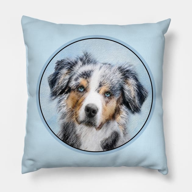 Miniature American Shepherd Painting - Dog Art Pillow by Alpen Designs