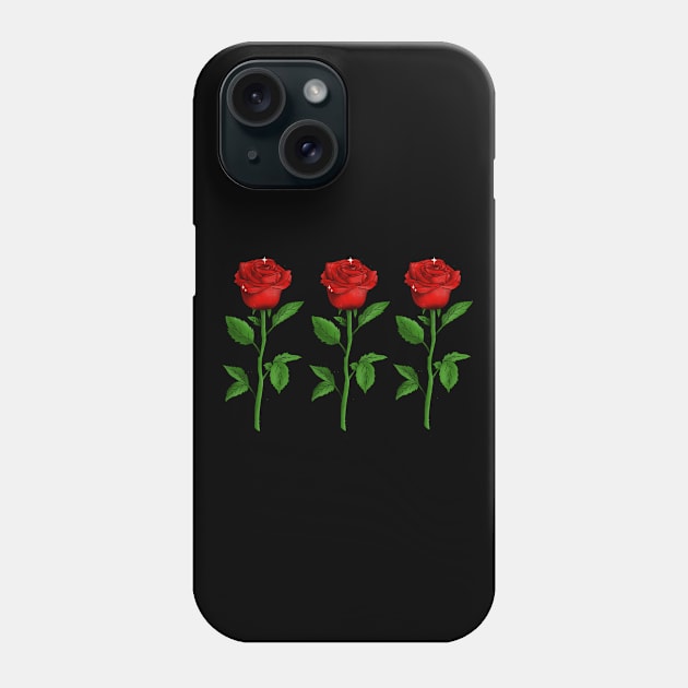 Three red roses Phone Case by Outlandish Tees