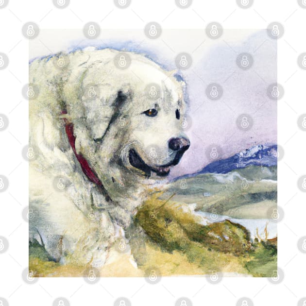 Watercolor Great Pyrenees - Dog Lovers by Edd Paint Something