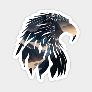 Eagle Silhouette with Mountain View Magnet