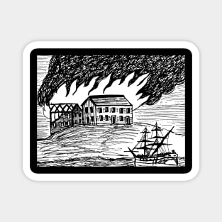 The Burning of Fort Johnston - Back Print Magnet