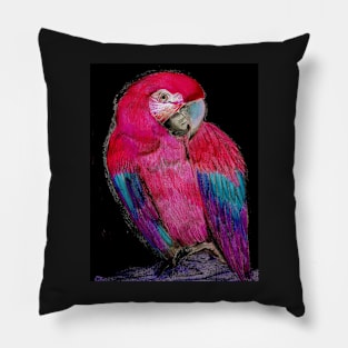 BRIGHT PINK TROPICAL PARROT MACAW DECO POSTER DRAWING PRINT ART Pillow