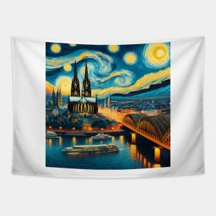 Cologne, Germany, in the style of Vincent van Gogh's Starry Night Tapestry