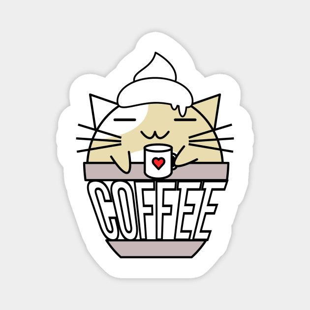 Meowcha in cup yellow Magnet by coffeewithkitty