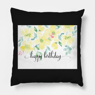 Watercolor Yellow Floral Birthday Card | Greeting cards Pillow