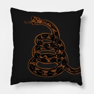 Brown Distressed 80s Retro Forestry Gadsden Snake Pillow