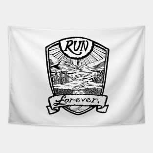 Run Forever - Black and white Tapestry