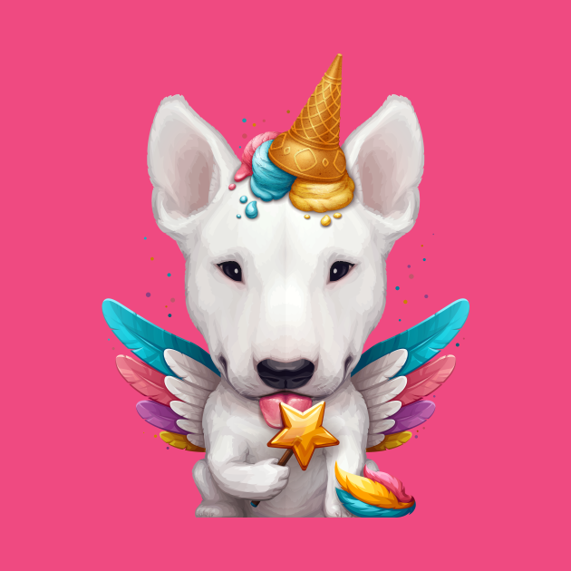 Discover White English Bull Terrier Ice Cream Cone Unicorn - Bull Terrier - T-Shirt