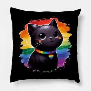 Pride LGBTQIA Trans Cute Black Cat Pillow