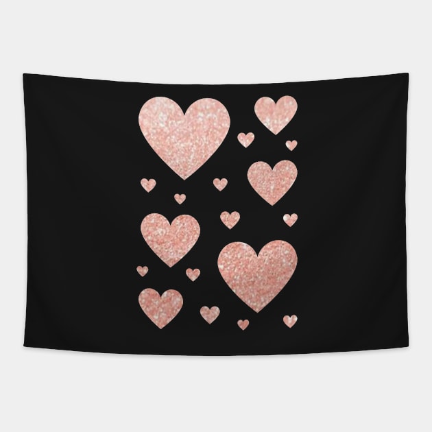 Light Rose Gold Faux Glitter Hearts Tapestry by Felicity-K