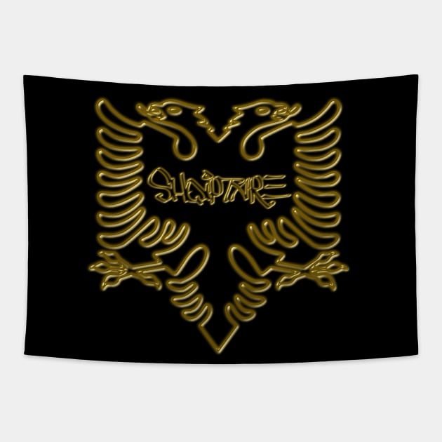 ALBANIAN FLAG w/ GOLD DESIGN Tapestry by MADMONKEEZ