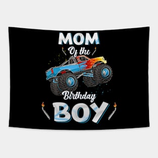 Mom Of The Birthday Boy Monster Truck Bday Women Men Kids Tapestry