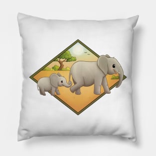 Happy mother elephant Pillow