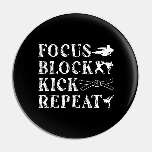 Karate Focus Block Kick Martial Arts Taekwondo Pin by Humbas Fun Shirts