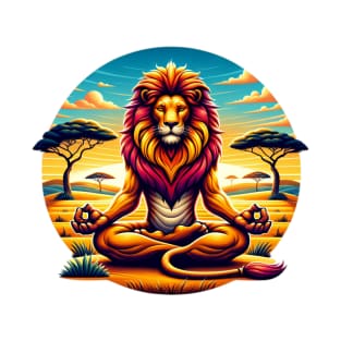 Zen Lion Meditation in Savannah Sunset T-Shirt