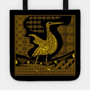 egret bird in talavera nest in mexican pattern art ecopop in gold Tote