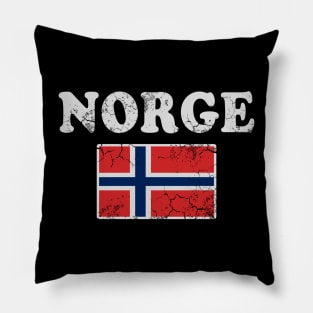 Norge Norway Flag Norwegian Retro Distressed Pillow