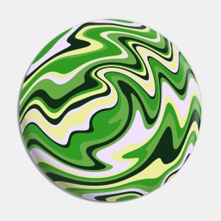 Colorful Liquid Warp Abstract Swirl - Green and Yellow Pin