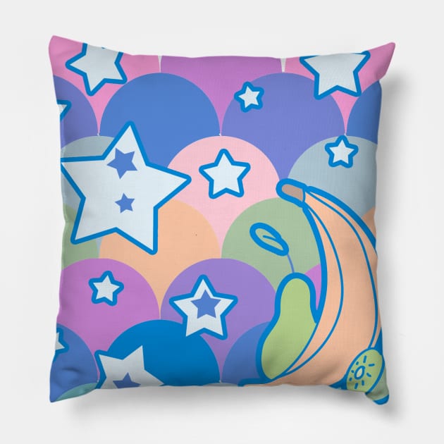 Rainbow Star Fruit Pattern Pillow by saradaboru