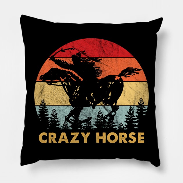 Retro Vintage Crazy Horse Pillow by Symmetry Stunning Portrait