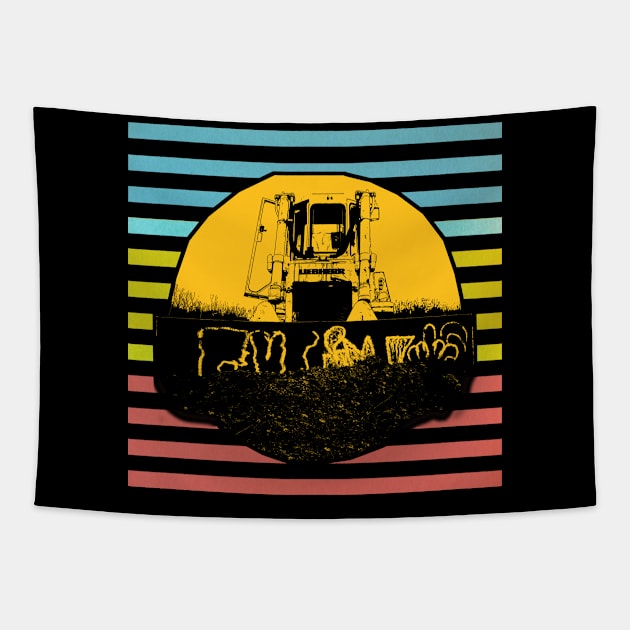 Bulldozer retro design Tapestry by WOS