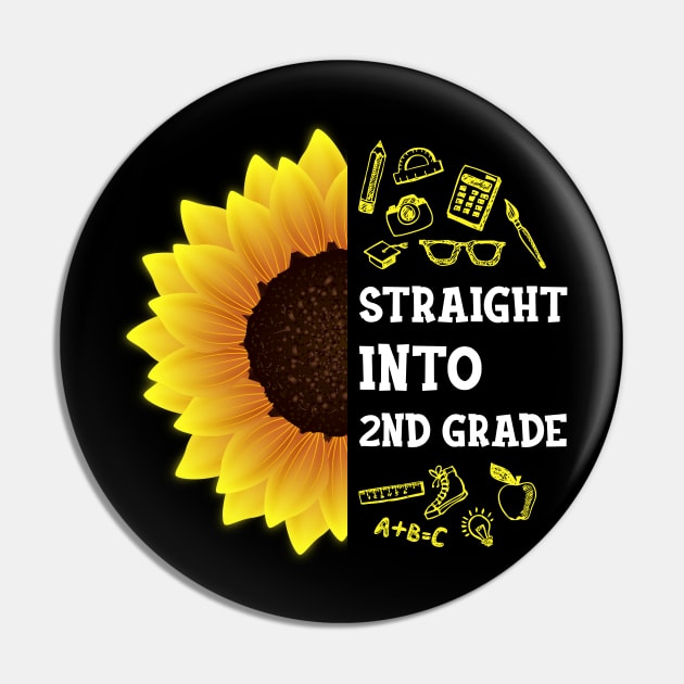 Straight into Second grade Back To School Sunflower Pin by hardyhtud