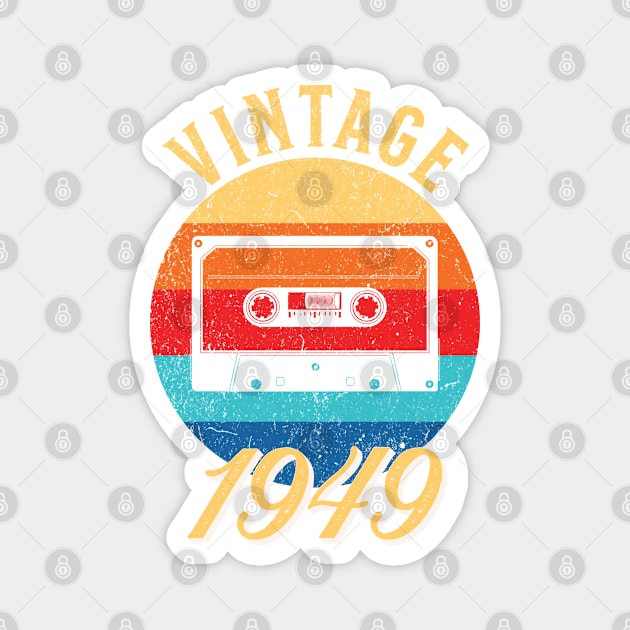 Vintage Year Since 1949 | Cassette | 73rd Birthday Gift Magnet by jiromie