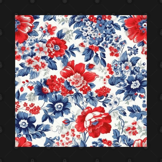 Red White and Blue Patriotic Shabby Floral by VintageFlorals