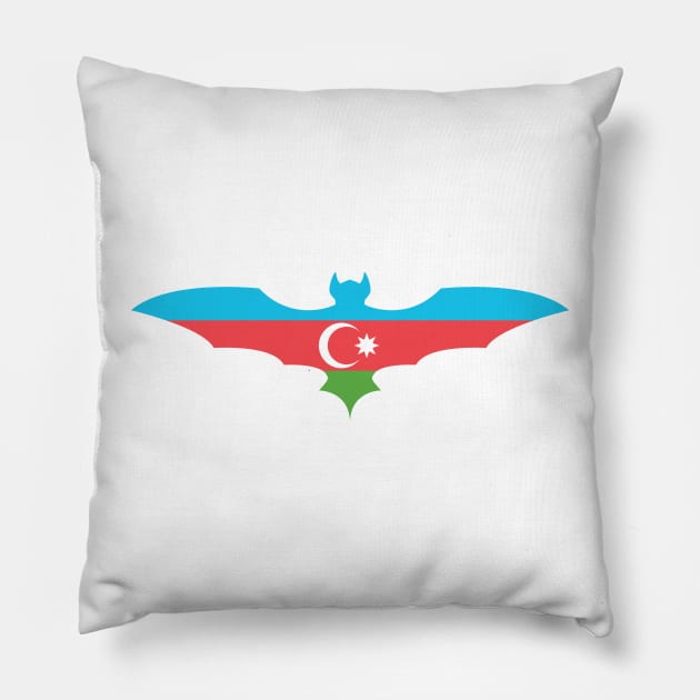 Azerbaijan Bat Flag Pillow by Wickedcartoons