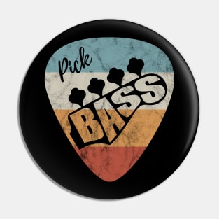 Pick Bass Guitar Vintage Theme Pin