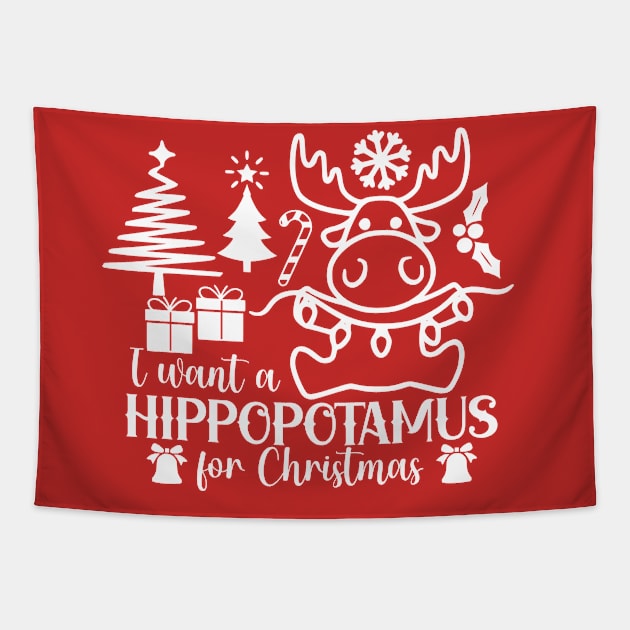 Hippopotamus Christmas Tapestry by SVGBistro