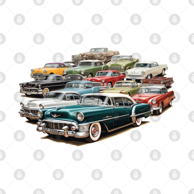 vintage car collection art by usastore