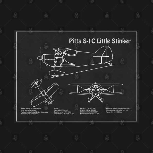 Betty Skelton Pitts S-1C Little Stinker Blueprint - PD by SPJE Illustration Photography