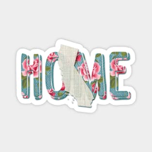 Home is California | Aqua Denim Roses and White Burlap by Cherie(c)2021 Magnet