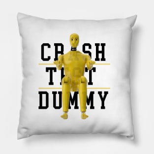 Crash Test Dummy Yellow Crash Test Man Facing Forward With Yellow Text As Background Pillow