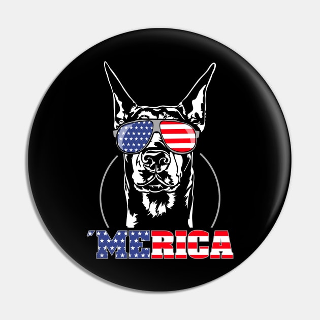 Proud Doberman Pinscher American Flag Merica Pin by wilsigns