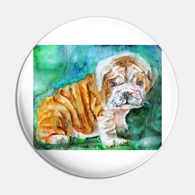 BULLDOG PUPPY  - watercolor portrait Pin by lautir