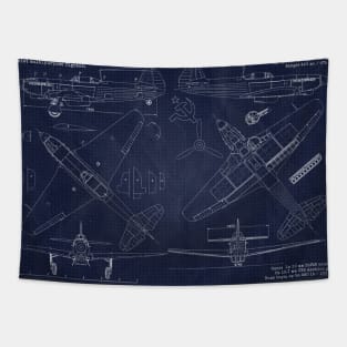 Yakovlev Yak9m URSS Blueprint Tapestry