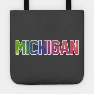 Michigan tie Dye State Letters Tote