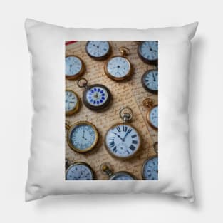 Antique Pocket Watches On Vintage Letters Pillow