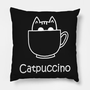 Catpuccino white Pillow