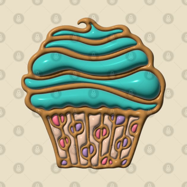 PUFFY 3D CUPCAKE DREAMS Party Turquosie Buttercream Icing Polka Dots - UnBlink Studio by Jackie Tahara by UnBlink Studio by Jackie Tahara