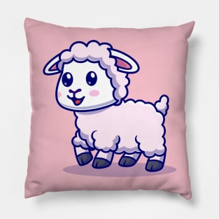 Cute Baby Sheep Walking Cartoon Pillow