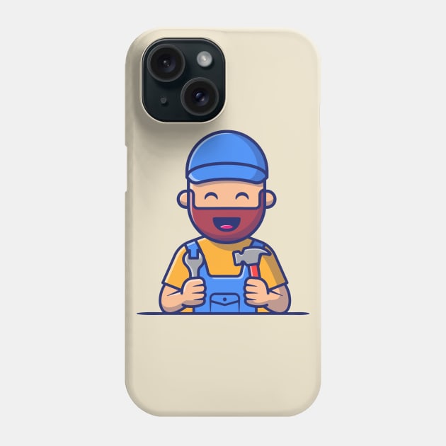 Handyman Holding Hammer And Wrench Phone Case by Catalyst Labs